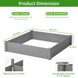 Raised Garden Bed 48x48x10'', Outdoor Wood Planter Box Over Floor, Tool-Free Assembly 57685134