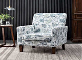Patterned Polyester Blend Armchair, Solid Birch Wood Frame with Brown Tapered Legs, Foam Padded 81936678