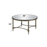 ZUN ACME Aditya Coffee Table, Mirrored & Antique Brass Finish LV02735