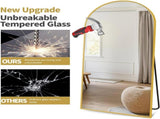56"x21" Arched Full Length Mirror Freestanding Full Body Floor Mirror, Gold 45394219