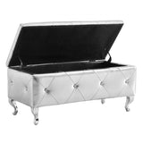 Upholstered Storage Ottoman Bench For Bedroom End Of Bed Faux Leather Rectangular Storage Benches W2268P146696