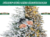 7 FT Snow Flocked Pre-lit Artificial Pencil Christmas Tree, Hinged Xmas Pine Tree with 1100 Branch 39284790