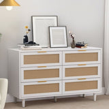 51.18"6-Drawers Rattan Storage Cabinet Rattan Drawer,for Bedroom,Living Room,White 24456467