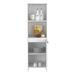 ZUN Eiffel Kitchen Pantry, Two External Shelves, Single Door Cabinet, Two Interior Shelves White -White B20091907