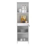 ZUN Eiffel Kitchen Pantry, Two External Shelves, Single Door Cabinet, Two Interior Shelves White -White B20091907