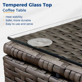 2 Pieces Patio Furniture Sets with Coffee Table PE rattan Water Resistance - Grey B082P195473