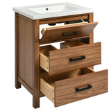 ZUN 24'' Vanity with Ceramic Basin Sink, Modern Storage Cabinet with 3 Drawers, 44777655