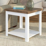 ZUN 24 inch Side Table, No Assembly Required, Jasmine Whitewash and Barnwood Finish B108131543