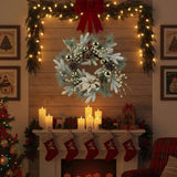 20 Inch Christmas Door Wreath with Warm Lights, Holiday for Entryway Front Door Christmas 19886674