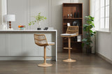 ZUN Set of 2 Rattan Bar Stool, 360 Swivel Bar Chair, Counter Height Chair with Footrest for Kitchen, W1752P217910