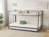 Twin Over Twin Bunk Bed with Trundle, Triple Bunk Beds for Kids Teens Adults, 14867241