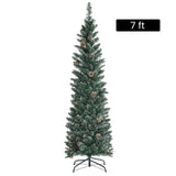 7FT Green Artificial Christmas Tree - 351 Lush Tips, 41 Realistic Pine Cones, Foldable Metal Stand 83960671