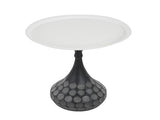 Accent Metal Coffee Table, Pedestal Table for Living Room, Hand-hammered Texture, WhiteBlack N772P287777W