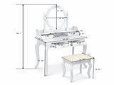 Modern Concise 4-Drawer 360-Degree Rotation Removable Mirror Dresser White 32759839 20407644