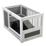 ZUN Luxury 2-Storey Pet House Box Wooden Cage Comfy Cabin for Small Animals, Grey White W2181P151912