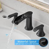 ZUN Bathroom Faucets for Sink 3 Hole Black 8 inch Widespread Bathroom Sink Faucet with Pop Up Drain W1932P182993