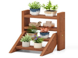 Compact Easy-Assemble Wooden Plant Stand, Succulent Seedling Pot Rack for Window Balcony Desktop 62051594