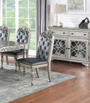 ZUN Majestic Formal Set of 2 Side Chairs Grey / Silver Finish Rubberwood Dining Room Furniture Intricate B011138658