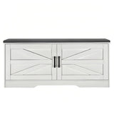 2-Tier Storage Bench, Farmhouse Shoe Bench with Padded Seat Cushion, Entryway Bench with 2 Barn W3204P317308