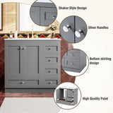 36 inch Shaker Style Free-Standing Bathroom Vanity Cabinet with Ceramic Sink, 4 Soft-close Drawers N729P288872E