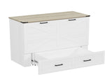 Full Size Farmhouse Murphy Cabinet Bed with Charging Station, Foldable Platform Bed with Large 56836173
