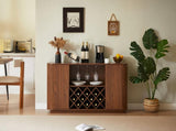 58" Modern Wavy Curve Sideboard-Multifunctional storage cabinet with wine rack and glassware holder, W1162P478268