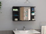 Medicine Cabinet 19" H, Six External Shelves, Three Interior Shelves, Black B097133145