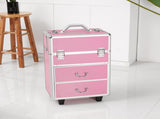 4 Tier Lockable Cosmetic Makeup Train Case with Extendable Trays Pink 73147203