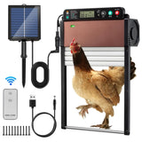 ZUN Automatic Chicken Coop Door SolarPowered Chicken Door LCD Displayand Roll-up Door Anti-pinch 87552342