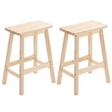 Set of 2 Saddle Seat Counter Stools, 24" Wood Bar Stools for Dining Room Kitchen Pub Chair, Wood 95221143