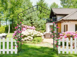 Metal Garden Arch L56.3'' x W16.93'' x H94.5'' Climbing Plants Support Rose Arch Outdoor Black 14900474