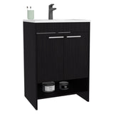 Bathroom Vanity with Sink, 2 Doors, 2 Shelves, Black Wengue B097P350322