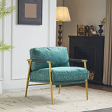 27.56" Modern Accent Chair with Plush Cushions, Minimalist Metal Frame, and Wooden Armrest Design N767P215306Z