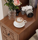 End Table with 3 Drawers, Corner Table with 2 Open Shelves, Tall Side Table for Bedroom and Corner, W2593P289146