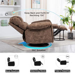 ZUN Swivel and Rocking Recliner Chair with Massage and Heating Bonded Leather Sofa W1403P172917