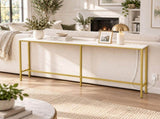 62.99"x7.87"x31.10" Console Table, MDF with Melamine Veneer & Iron Frame, with Power Outlet, White & 08773867
