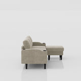 Convertible Combination Sofa Sofa L-Shaped Sofa with Footstools with Storage, Beige Sofa for Living W2012126501