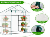 Mini Walk-in Greenhouse with PE Cover, 4-Shelf Indoor Outdoor Plant Gardening Green House for Garden 39486403