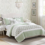 6 Piece Cotton Percale Quilt Set with Throw Pillows Full/Queen B035P294112