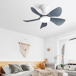 ZUN 29 lnch Small Ceiling Fan Flush Mount 5 Reversible ABS Blades with LED Dimmable Light W882P191021