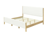 Modern White Boucle Upholstered Bed with Rubberwood Legs, KING, White N769P266448W