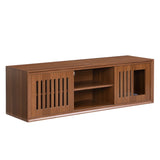 Mid-Century Morden Walnut Tv Stand With Extendable table Soft cushion Sliding door Cat friendly N843P255637W