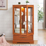 Glass Cabinet Lighted Glass Cabinet Curio Display Cabinet with Adjustable Glass Shelves 2 Doors and W2275P295883