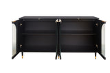 Accent Cabinet Black Lacquered Wooden Cabinet with 4 Glass Doors Sideboard Buffet Server Cabinet W1435133310