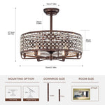 ZUN Dia 26.8 inch Chandelier Ceiling Fan ,Crystal Shade Ceiling Fan with Remote Control,3 ABS W1592P165561