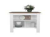 Island 35.4" H, with 3 Shelves, White / Mahogany B097P250890