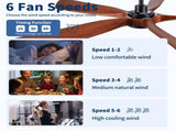 60" Vintage Mahogany Solid Wood Ceiling Fan with Light and Remote Control, Noiseless, Dimmable, W1367P447571