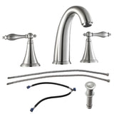 2 Handle Widespread Bathroom Faucet 3 Hole, with Pop Up Drain and 2 Water Supply Lines, Brushed W124379953