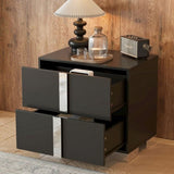 Elegant Nightstand with Metal Handle, Mirrored Bedside Table with 2 Drawers for Bedroom, Living 22446657