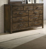 ZUN 1pc Rustic Industrial Style Brown Seven Drawer Dresser Bedroom Solid Wood Wooden Furniture B011P234684